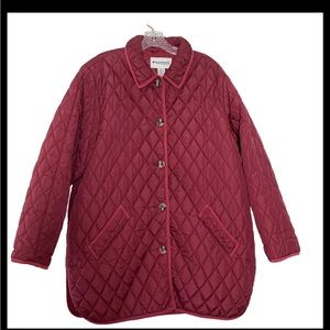 Appleseed's Quilted Barn Jacket Coat Size XL Burgundy Pockets Womens Collar